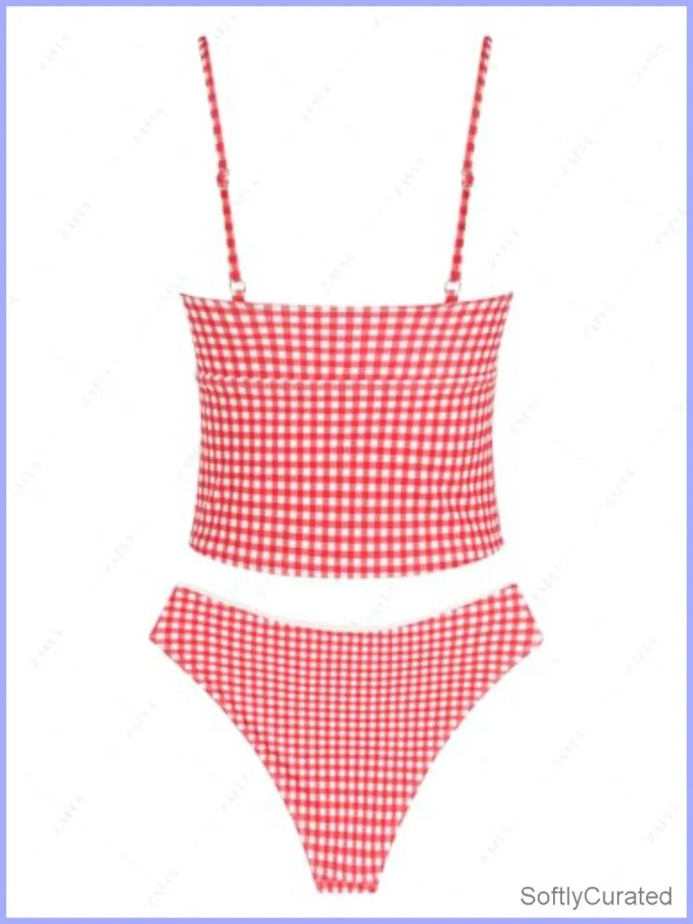 Women's Tankini Swimsuits Tummy Control High Cut Bow Decor Two Piece Bikini Sets